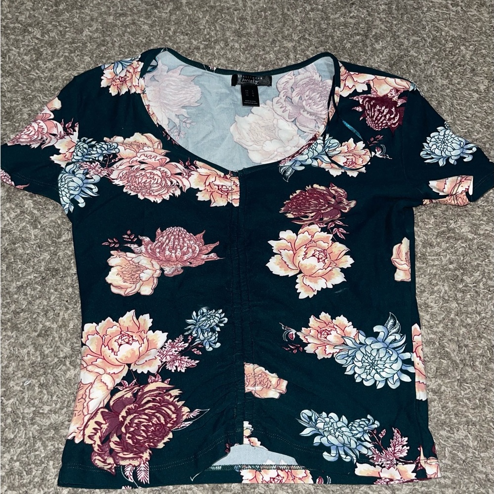 Green Floral crop top